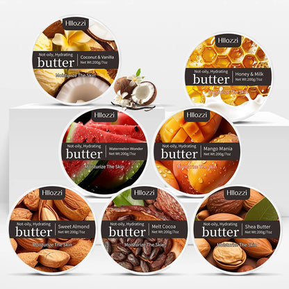 A variety of body butters for face and body moisturizing, hydrating, making the skin firm, smooth and elastic fragrance