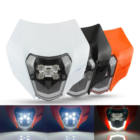 For KTM Motorcycle LED Headlight 2008-2016 XC SX XCW EXC 125-500 Accessories Enduro Motocross Headlamp Assembly Mask Fairing