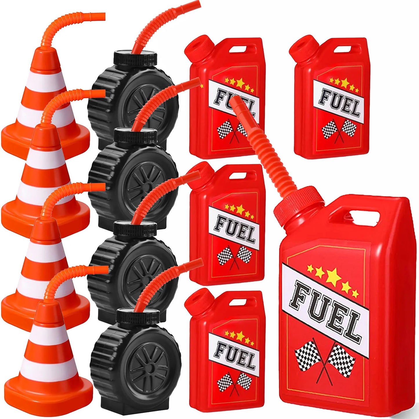 Race Car Cups, Drinking Cups with Straw Race Car Birthday Party Supplies Party Decorations for Kids Racing Car Theme