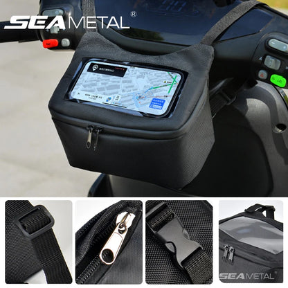 SEAMETAL Motorcycle Storage Bag Waterproof Oxford Cloth Hanging Storage Organizer with Transparent Pocket for Phone Navigation