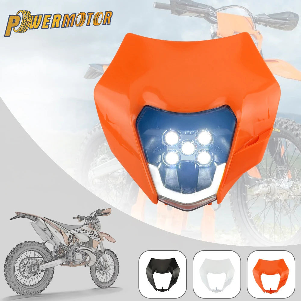 For KTM Motorcycle LED Headlight 2008-2016 XC SX XCW EXC 125-500 Accessories Enduro Motocross Headlamp Assembly Mask Fairing