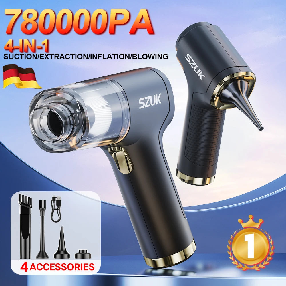 SZUK Mini Car Vacuum Cleaner 780000PA Powerful Cleaning Machine Strong Suction Handheld for Car Wireless Portable Home Appliance