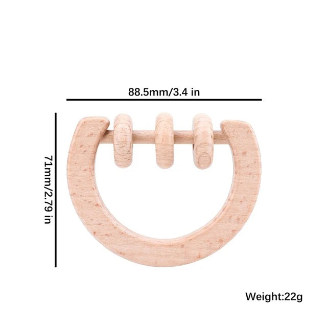 1pc Baby Toy Beech Bear Hand Teething Baby Rattles Wood Ring Cartoon Car Play Gym Montessori Stroller Toy Educational Toys