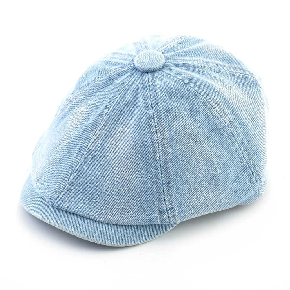 Men's Beret Hat New Fashion Newsboy Caps Male Outdoor Streetwear Berets Washed Denim Peaked Cap Men Casual Vintage Boina Hats