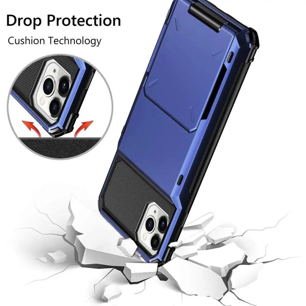 Wallet Case for iPhone 17 Pro MAX 16 15 14 13 12 Mini 11 X XS Plus 16Plus 17Air Armor Card Slot Flip Hidden Pocket Hard PC Cover