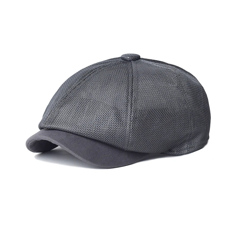 Summer Mesh Newsboy caps Breathable Casual Outdoor Retro Beret Hats Octagonal hat Fashion Solid Flat Caps