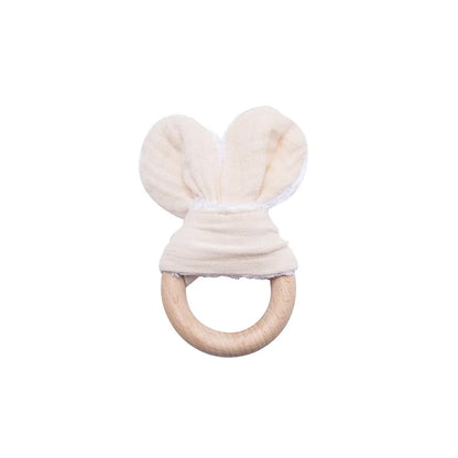 Baby Rattle Toys For Children 1Pc Smooth Beech Wood Teething Crochet Elk Fox Bear Teether Montessori Educational Toys For Kids