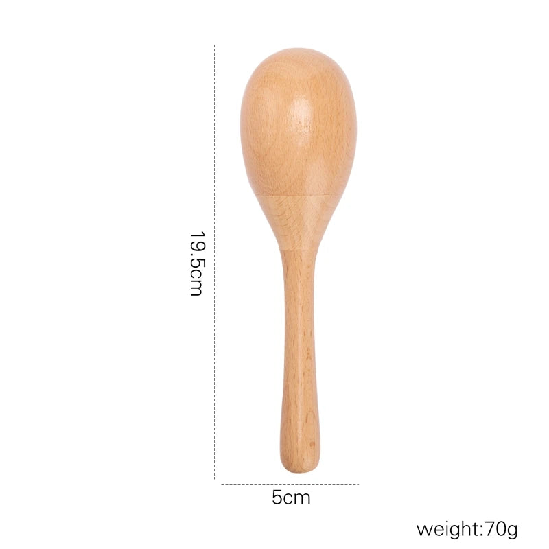 1pc Baby Wooden Rettle Toys Beech Sand Hammer Musical Toy Instrument Sound Early Educational Funny Toys For Children Kids Gift