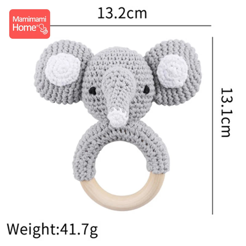 1Pc Baby Wooden Teether Crochet Giraffe Rattle Toy BPA Free Wood Rodent Rattle Baby Mobile Gym Educational Toys