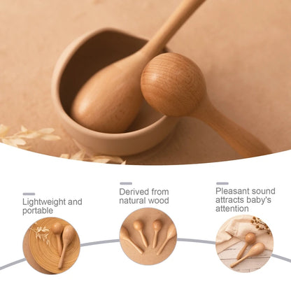 1pc Baby Wooden Rettle Toys Beech Sand Hammer Musical Toy Instrument Sound Early Educational Funny Toys For Children Kids Gift