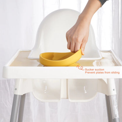 100%Food Grade Silicone Baby Feeding Plate Suction Tableware Spoon Waterproof Suction Bowl Kids Non-slip Children's Products