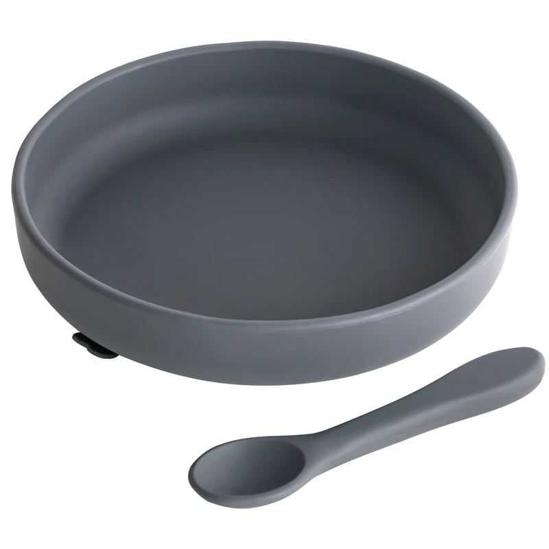 100%Food Grade Silicone Baby Feeding Plate Suction Tableware Spoon Waterproof Suction Bowl Kids Non-slip Children's Products