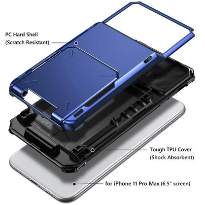 Wallet Case for iPhone 17 Pro MAX 16 15 14 13 12 Mini 11 X XS Plus 16Plus 17Air Armor Card Slot Flip Hidden Pocket Hard PC Cover