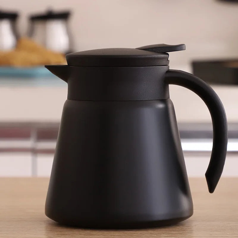 Thermal Coffee Carafe Tea Pot - 304 Stainless Steel Double Wall Vacuum Insulated, Cool Touch Handle, Hot & Cold Retention, 600ml