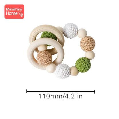 1Pc Baby Wooden Teether Crochet Giraffe Rattle Toy BPA Free Wood Rodent Rattle Baby Mobile Gym Educational Toys