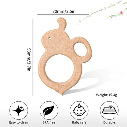 10pc Baby Wooden Teether Beech Bee Pacifier Teeth Pendant Wooden Baby Gym Toys Montessori Animals Baby Products Newborn Gift Kid