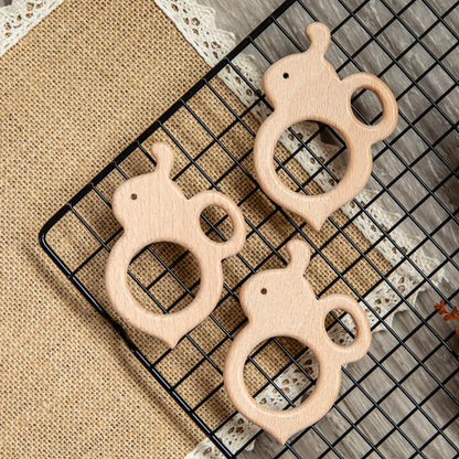 10pc Baby Wooden Teether Beech Bee Pacifier Teeth Pendant Wooden Baby Gym Toys Montessori Animals Baby Products Newborn Gift Kid