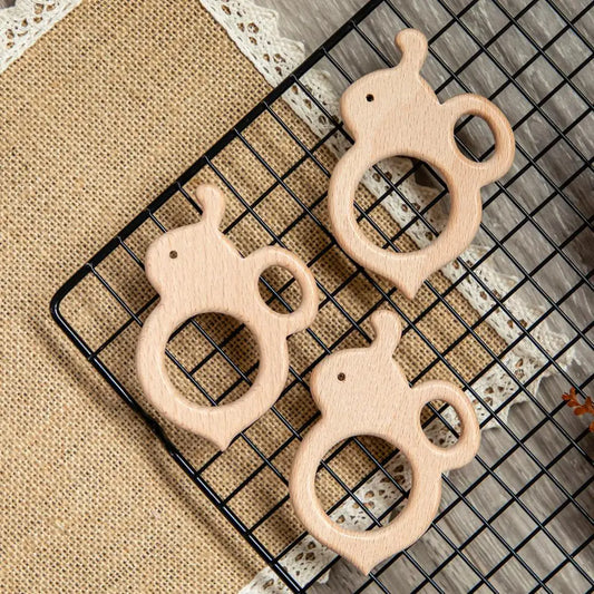 10pc Baby Wooden Teether Beech Bee Pacifier Teeth Pendant Wooden Baby Gym Toys Montessori Animals Baby Products Newborn Gift Kid