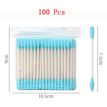 100pcs Double Head Cotton Swab Wood Sticks Disposable Buds Cotton For Beauty Makeup Nose Ears Cleaning Health Care Tools