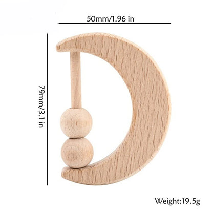 1pc Baby Toy Beech Bear Hand Teething Baby Rattles Wood Ring Cartoon Car Play Gym Montessori Stroller Toy Educational Toys