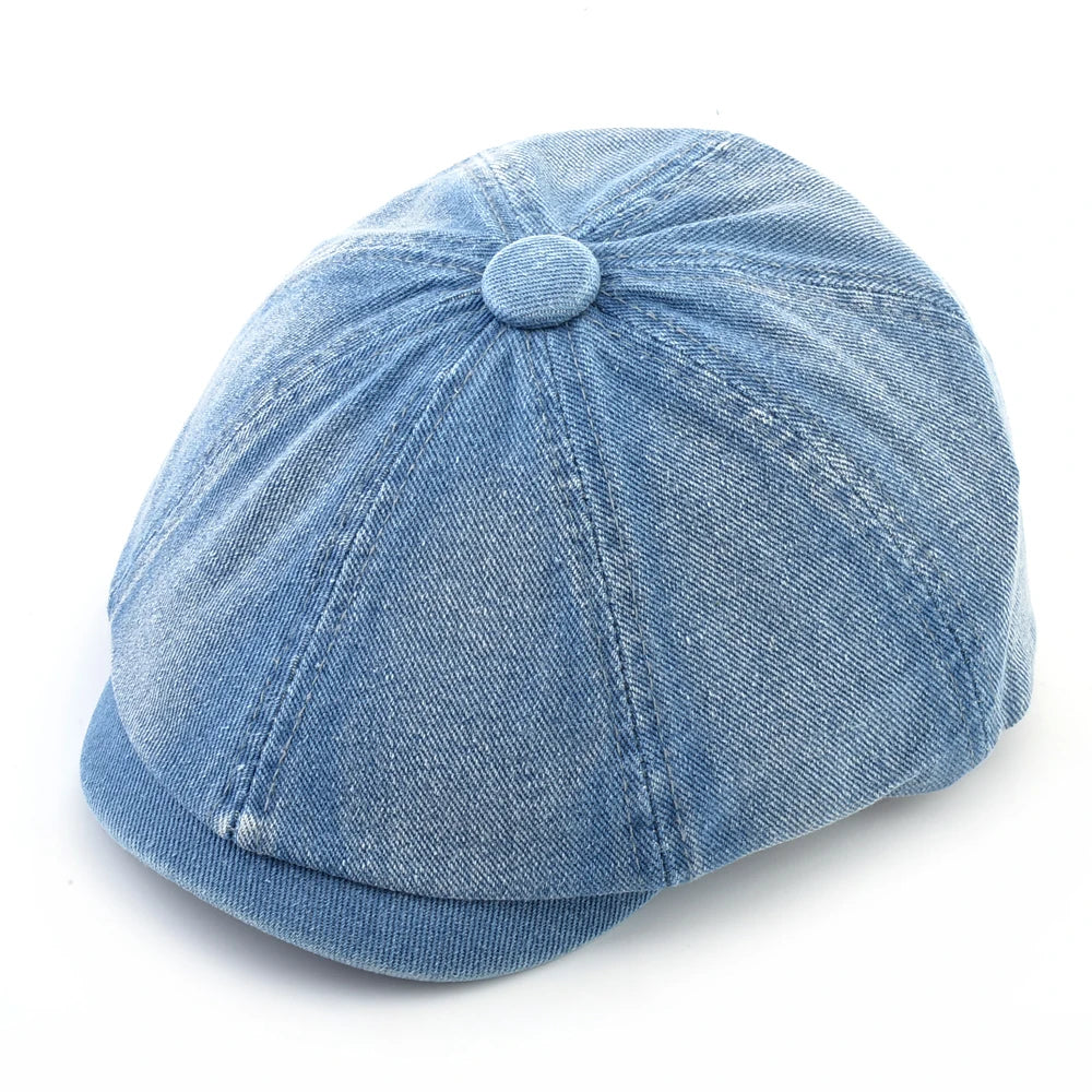 Men's Beret Hat New Fashion Newsboy Caps Male Outdoor Streetwear Berets Washed Denim Peaked Cap Men Casual Vintage Boina Hats