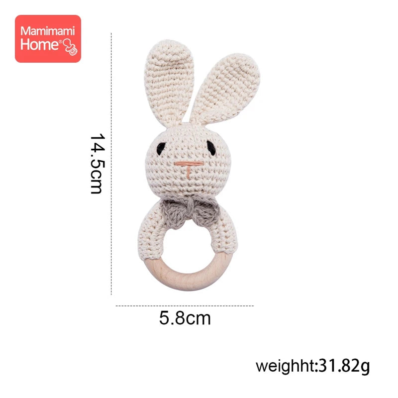 1Pc Baby Wooden Teether Crochet Giraffe Rattle Toy BPA Free Wood Rodent Rattle Baby Mobile Gym Educational Toys