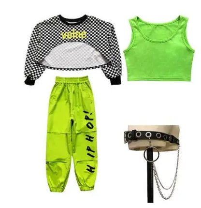 2023 Girls Jazz Dance Costumes Children'S Hip-Hop Street Dance Clothes Ballroom Hip Hop Dancing Clothes Stage Outfits DQS6223