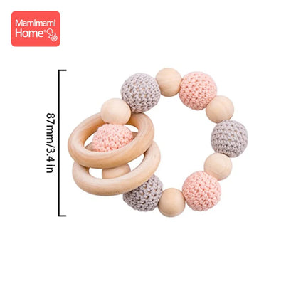 1Pc Baby Wooden Teether Crochet Giraffe Rattle Toy BPA Free Wood Rodent Rattle Baby Mobile Gym Educational Toys
