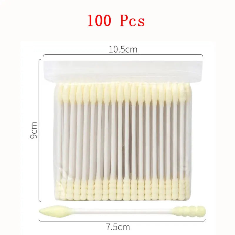 100pcs Double Head Cotton Swab Wood Sticks Disposable Buds Cotton For Beauty Makeup Nose Ears Cleaning Health Care Tools