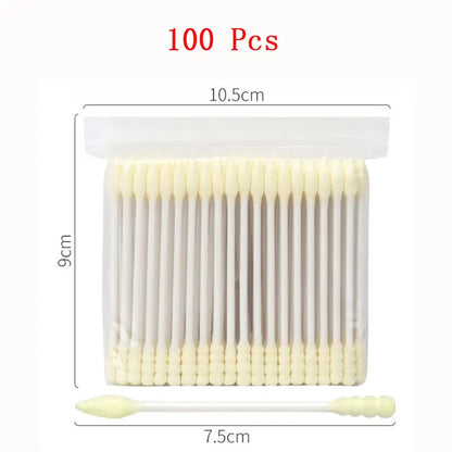 100pcs Double Head Cotton Swab Wood Sticks Disposable Buds Cotton For Beauty Makeup Nose Ears Cleaning Health Care Tools