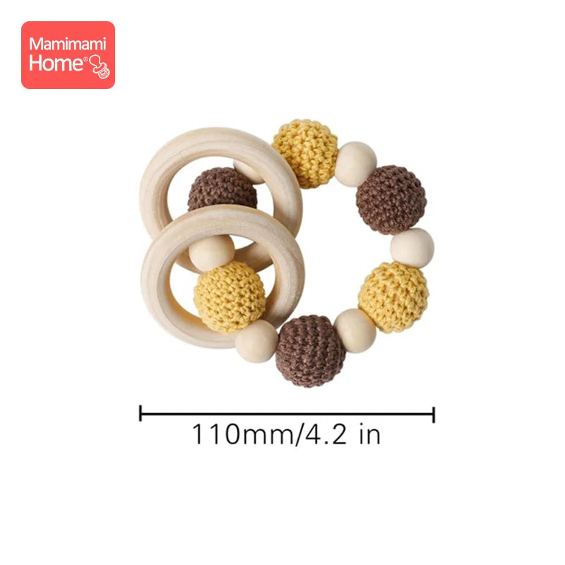 1Pc Baby Wooden Teether Crochet Giraffe Rattle Toy BPA Free Wood Rodent Rattle Baby Mobile Gym Educational Toys