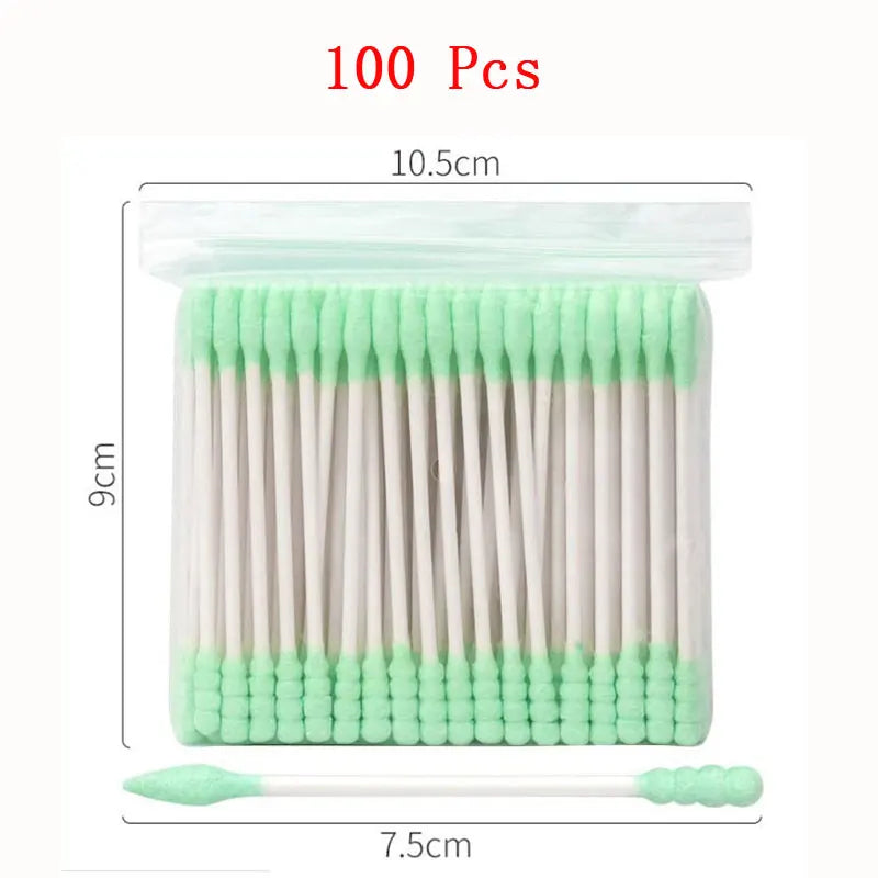 100pcs Double Head Cotton Swab Wood Sticks Disposable Buds Cotton For Beauty Makeup Nose Ears Cleaning Health Care Tools