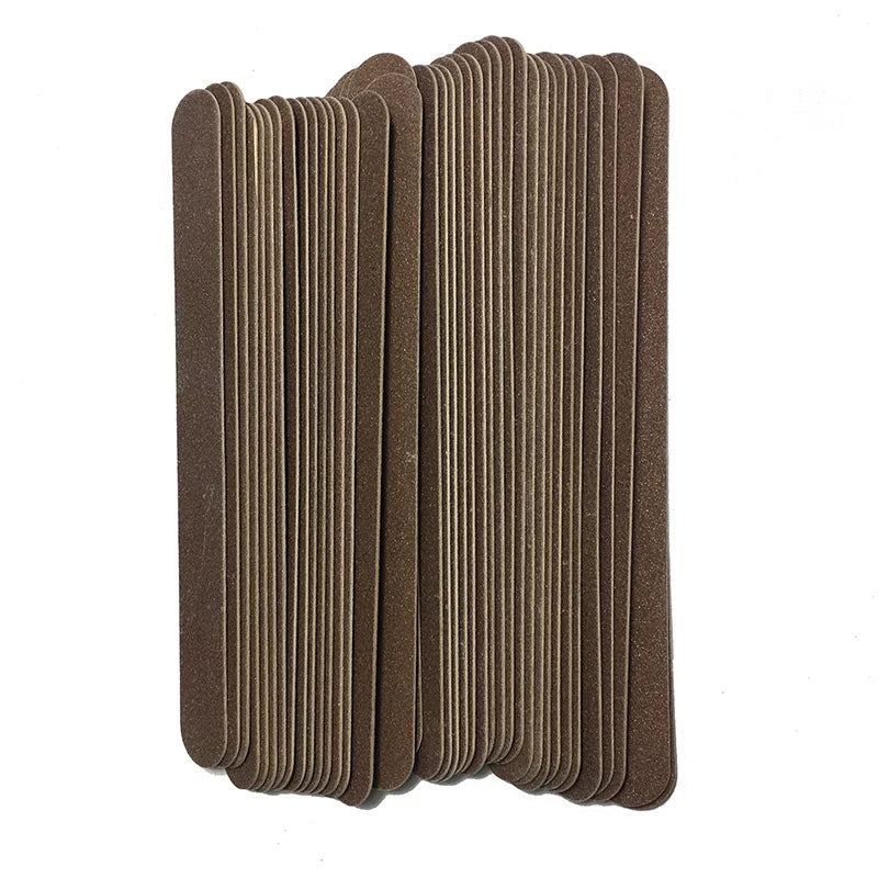 100PCS New Wood Nail Files Sandpaper Buffers Straight 18x2cm Disposable File Cuticle Remover Callus UV Gel Nail Care Tool