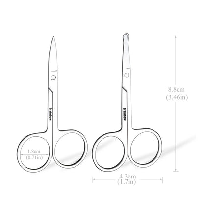 Brainbow 2pcs Small Makeup Scissors Eyebrow Eyelashes Nose Hair Scissor Stainless Steel Face Hair Removal Tools Round Point Head