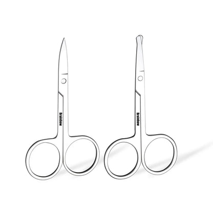 Brainbow 2pcs Small Makeup Scissors Eyebrow Eyelashes Nose Hair Scissor Stainless Steel Face Hair Removal Tools Round Point Head