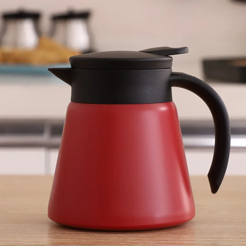 Thermal Coffee Carafe Tea Pot - 304 Stainless Steel Double Wall Vacuum Insulated, Cool Touch Handle, Hot & Cold Retention, 600ml