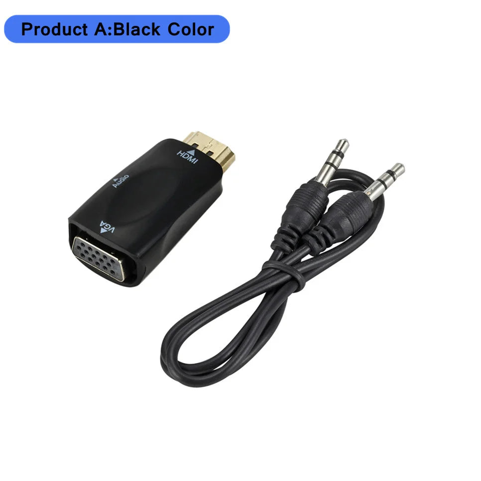Male to Female HDMI-compatible to VGA Adapter HD 1080P Audio Cable Converter For PC Laptop TV Box Computer Display Projector