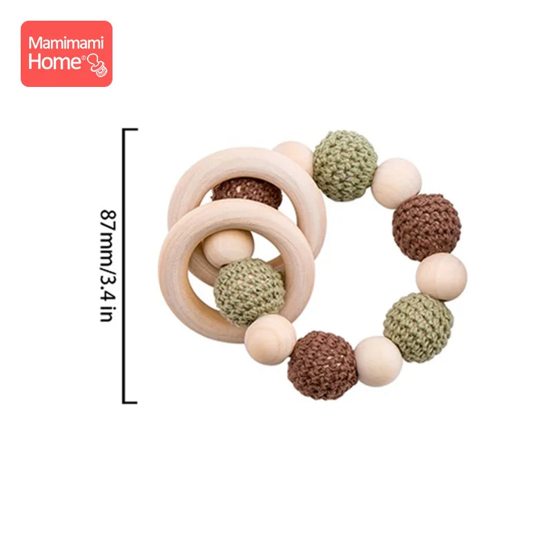 1Pc Baby Wooden Teether Crochet Giraffe Rattle Toy BPA Free Wood Rodent Rattle Baby Mobile Gym Educational Toys