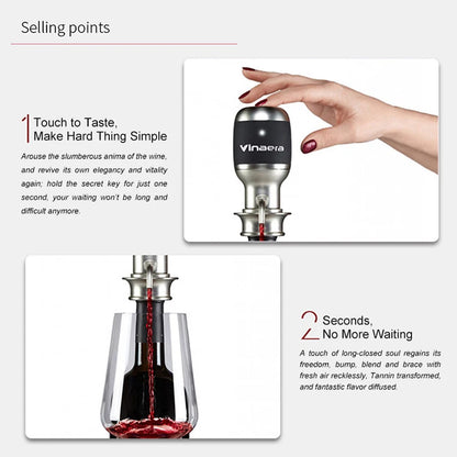 Automatic Electric Wine Aerator and Pourer/Dispenser, Air Decanter, Personal Wine Tap for Red and White Wine, Bar Accessories