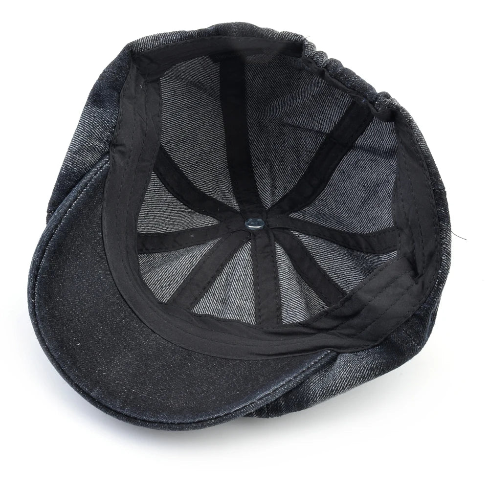 Men's Beret Hat New Fashion Newsboy Caps Male Outdoor Streetwear Berets Washed Denim Peaked Cap Men Casual Vintage Boina Hats