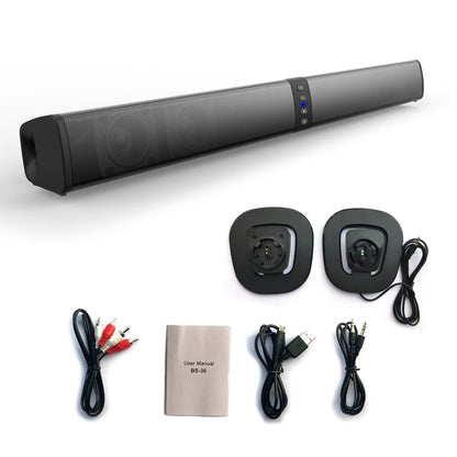 20W Wireless Column Soundbar Bluetooth Speaker Powerful 3D Music Sound bar Home Theater Aux 3.5mm rca TF card For TV PC BS36