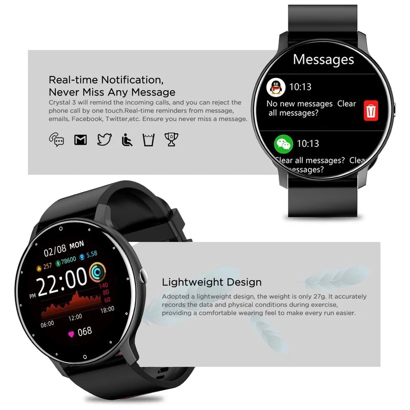 LIGE New Smart Watch Women Men Ladies Gift Sport Fitness Men Watches Heart Rate Monitoring Waterproof Smartwatch For Android IOS