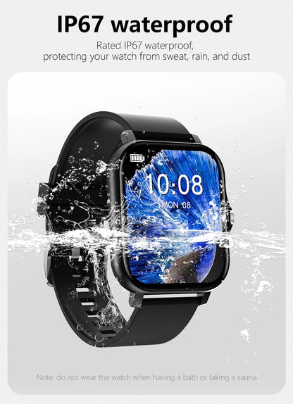 1.83'' Sports Smart Watch Fitness Clock Health Monitor Waterproof Smartwatch Wireless Call Watches for Men Women IOS Xiaomi 2025