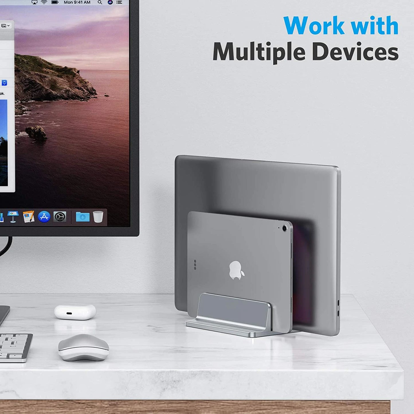 Vertical Laptop Stand Aluminium Adjustable Portable Notebook Mount Support Base Holder For MacBook Pro Air Accessory Book Holder