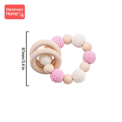 1Pc Baby Wooden Teether Crochet Giraffe Rattle Toy BPA Free Wood Rodent Rattle Baby Mobile Gym Educational Toys