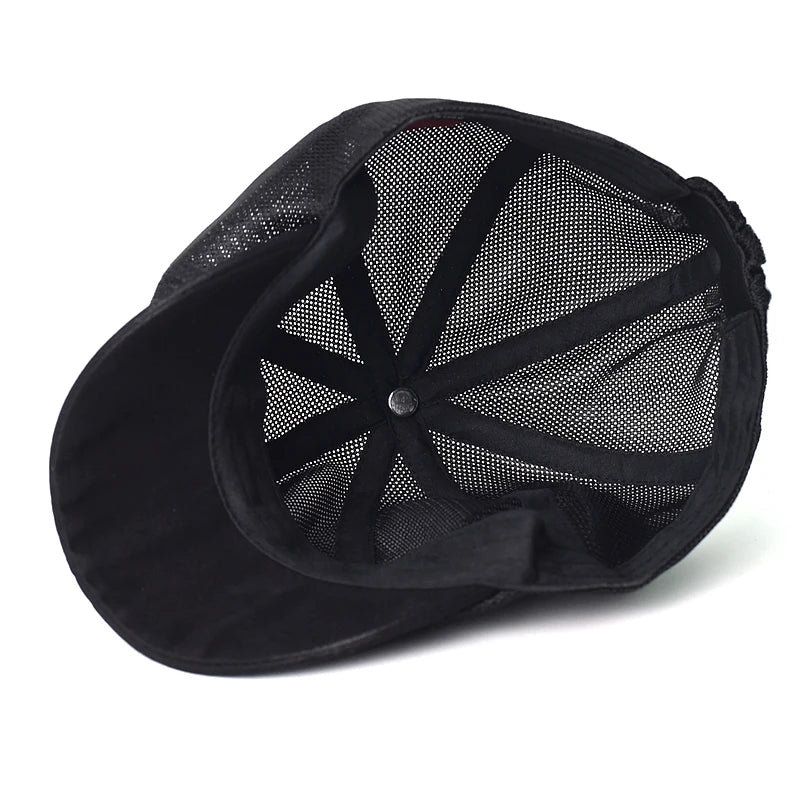 Summer Mesh Newsboy caps Breathable Casual Outdoor Retro Beret Hats Octagonal hat Fashion Solid Flat Caps