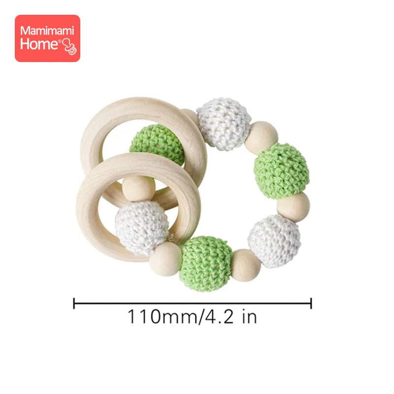 1Pc Baby Wooden Teether Crochet Giraffe Rattle Toy BPA Free Wood Rodent Rattle Baby Mobile Gym Educational Toys