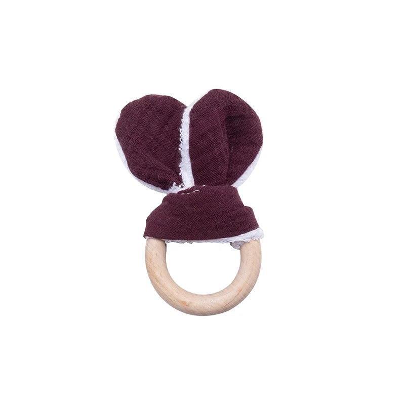 Baby Rattle Toys For Children 1Pc Smooth Beech Wood Teething Crochet Elk Fox Bear Teether Montessori Educational Toys For Kids