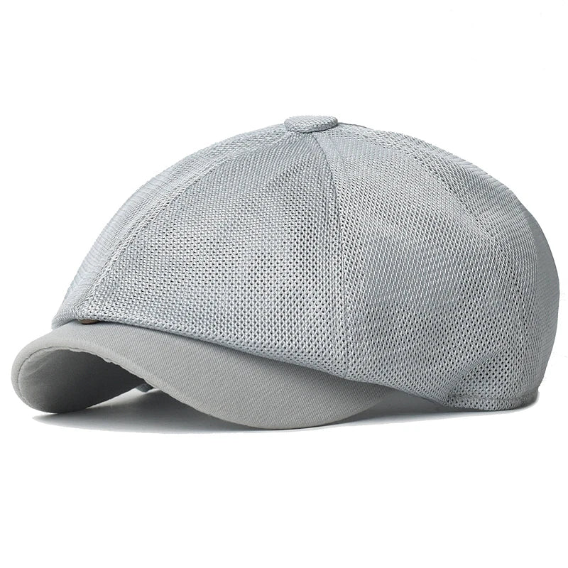 Summer Mesh Newsboy caps Breathable Casual Outdoor Retro Beret Hats Octagonal hat Fashion Solid Flat Caps