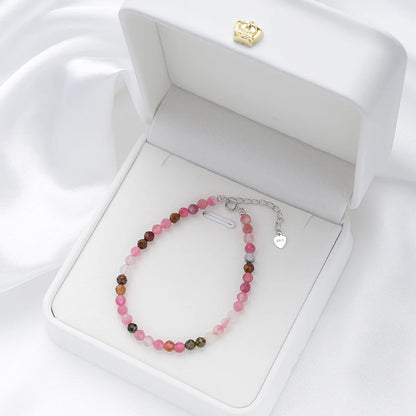 4mmNatural Stone Tourmaline Handwork Bracelets on Hand for Women Gift Wedding Party Jewelry 925 Sterling Silver Amethyst Bangles
